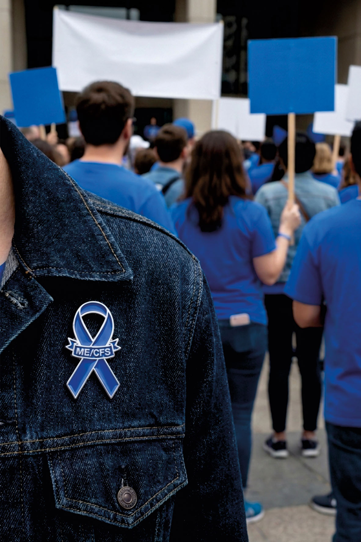 ME/CFS Awareness-Pin als sichtbares Zeichen für eine schwere oft unsichtbare Erkrankung