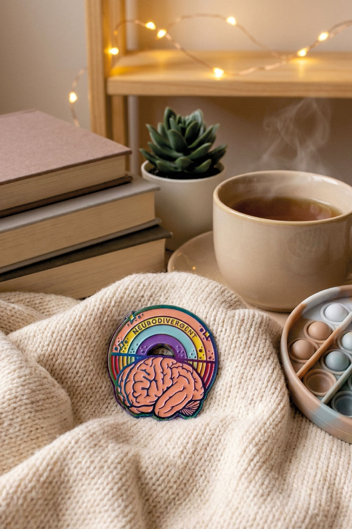 Neurodivergenz-Pin als persönliches Zeichen von Sichtbarkeit und Zugehörigkeit