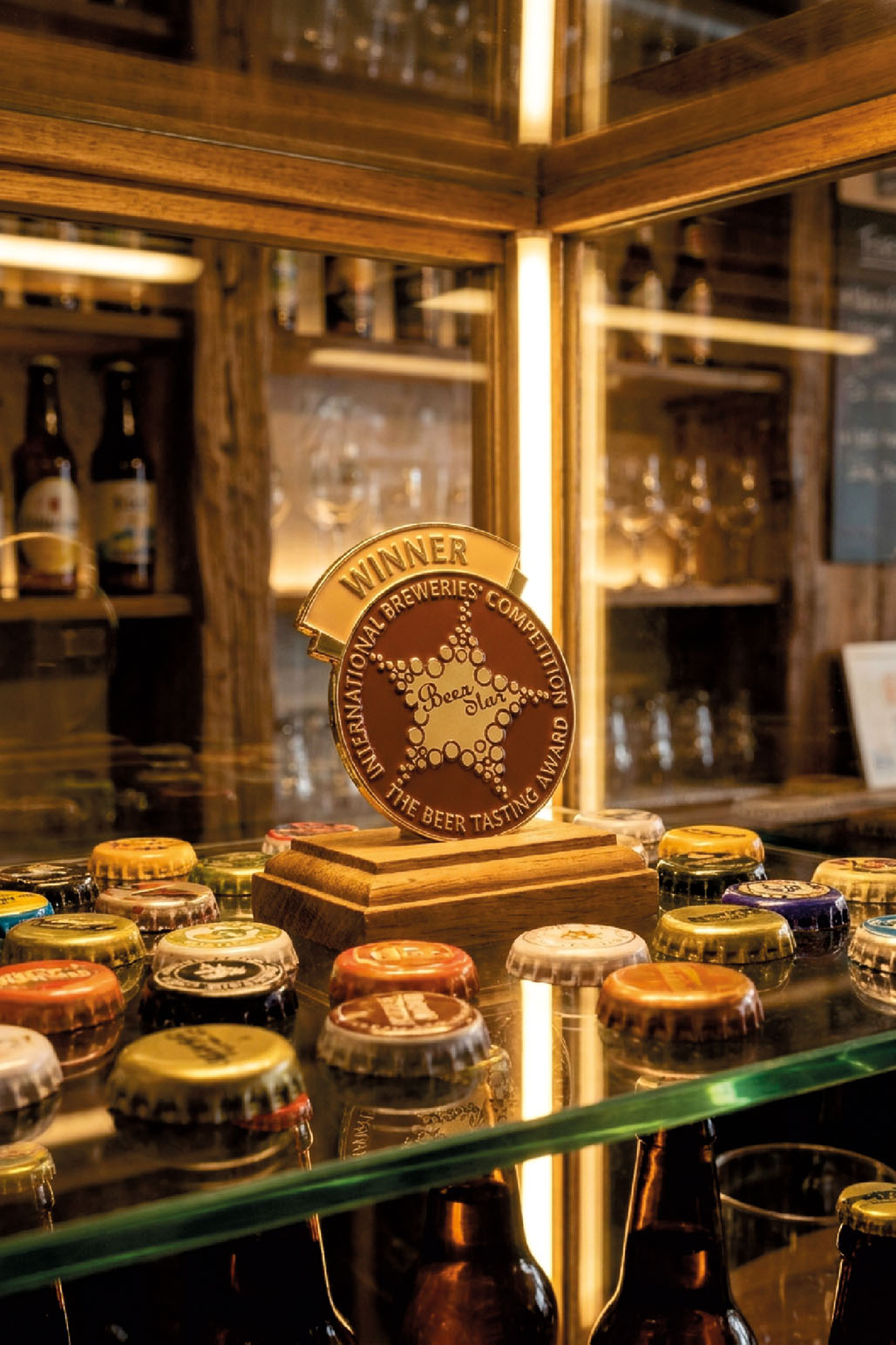 Winner-Pin als Auszeichnung bei einem internationalen Brauerei-Wettbewerb